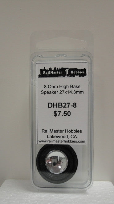 RailMaster DHB27-8 Rail Master / Speaker 27 x 14.3 mm 8 Ohm (Scale=HO) Part # = RMT-DHB27-8