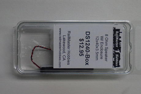 RailMaster DS1240-BOX Rail Master / SpeakerTHIN 12x40x3.5 mm 8 Ohm (Scale=HO) Part # = RMT-DS1240-Box