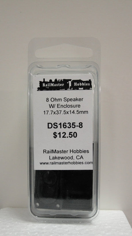RailMaster DS1635-8 Rail Master / Speaker 17.7 x 37.45 x 14.5 mm 8 Ohm (Scale=HO) Part # = RMT-DS1635-8