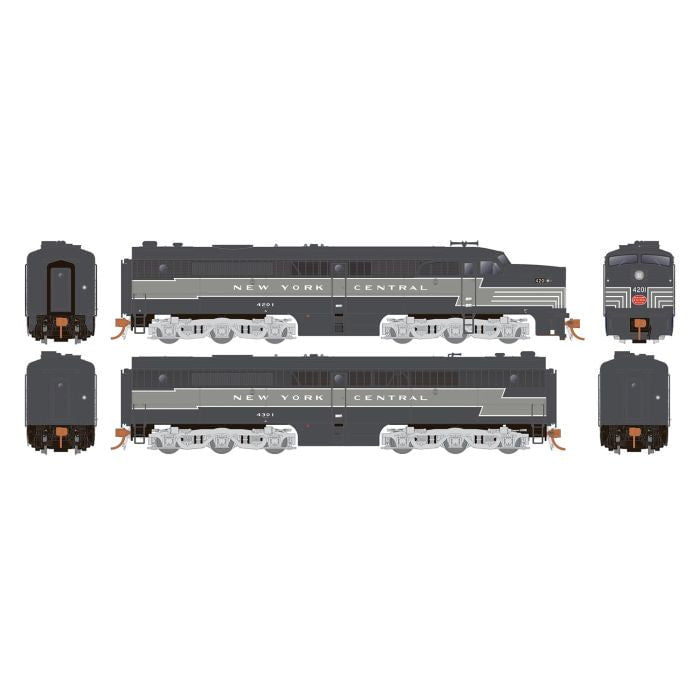 Rapido Rapido 23526 ALCO PA PB Set NYC - New York Central #4201 & 4301 (Lightning Stripe, 2-Tone Gray) w/LokSound & DCC HO Scale