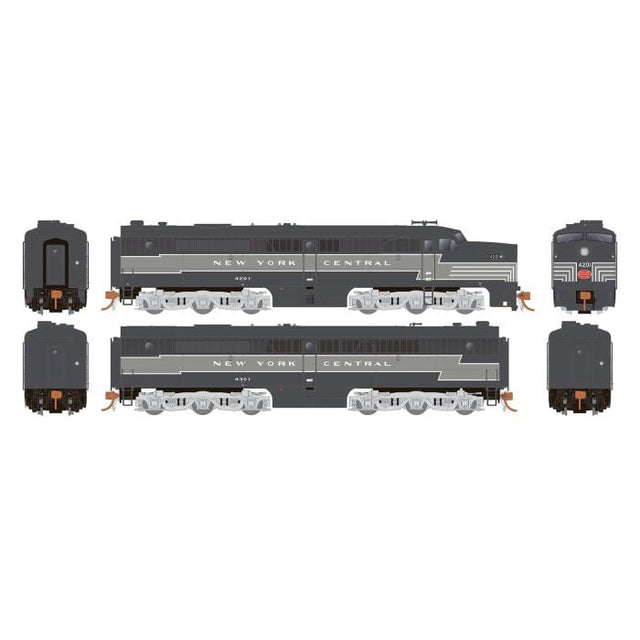 Rapido Rapido 23526 ALCO PA PB Set NYC - New York Central #4201 & 4301 (Lightning Stripe, 2-Tone Gray) w/LokSound & DCC HO Scale