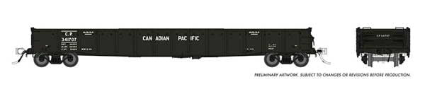 Rapido Rapido 50051A CP - Canadian Pacific #341892 (As-Delivered, black) 52' 6" Canadian Mill Gondola HO Scale