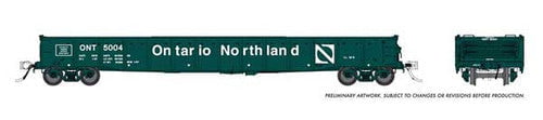 Rapido Rapido 50053A ONT - Ontario Northland #5044 (Progressive Scheme, green, white) 52' 6" Canadian Mill Gondola HO Scale