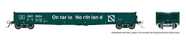 Rapido Rapido 50053A ONT - Ontario Northland #5071 (Progressive Scheme, green, white) 52' 6" Canadian Mill Gondola HO Scale