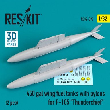 ResKit ResKit 1/32 450 gal wing fuel tanks with pylons for F-105 Thunderchief (2 pcs)