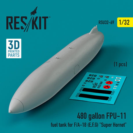 ResKit ResKit 1/32  L5480 gallon FPU-11 fuel tank for F/A-18 (E,F,G) Super Hornet (1 pcs) (3D Printed) (1/32)