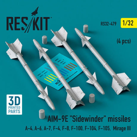 ResKit ResKit 1/32  L5AIM-9E Sidewinder missiles (4 pcs) (3D Printed) (1/32)