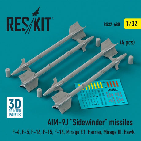 ResKit ResKit 1/32  L5AIM-9J Sidewinder missiles (4 pcs) (3D Printed) (1/32)
