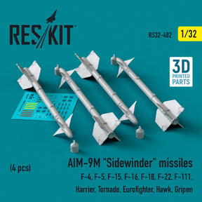 ResKit ResKit 1/32  L5AIM-9M Sidewinder missiles (4 pcs) (3D Printed) (1/32)