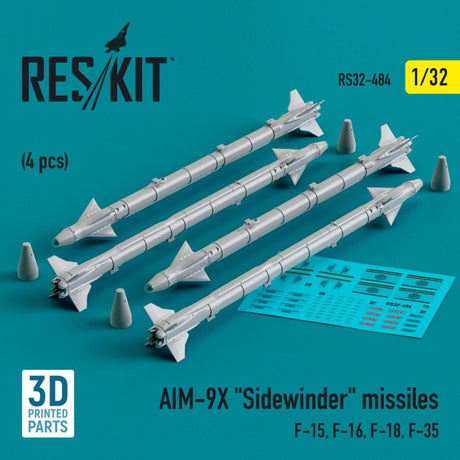 ResKit ResKit 1/32  L5AIM-9X Sidewinder missiles (4 pcs) (3D Printed) (1/32)