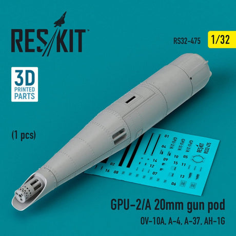 ResKit ResKit 1/32  L5GPU-2/A 20mm gun pod (1 pcs) (OV-10A, A-4, A-37, AH-1G) (3D Printed) (1/32)