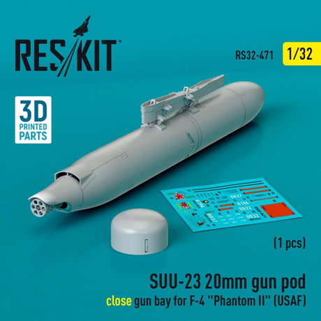 ResKit ResKit 1/32  L5SUU-23 20mm gun pod (close gun bay) for F-4 Phantom II (USAF) (1 pcs) (3D Printed) (1/32)