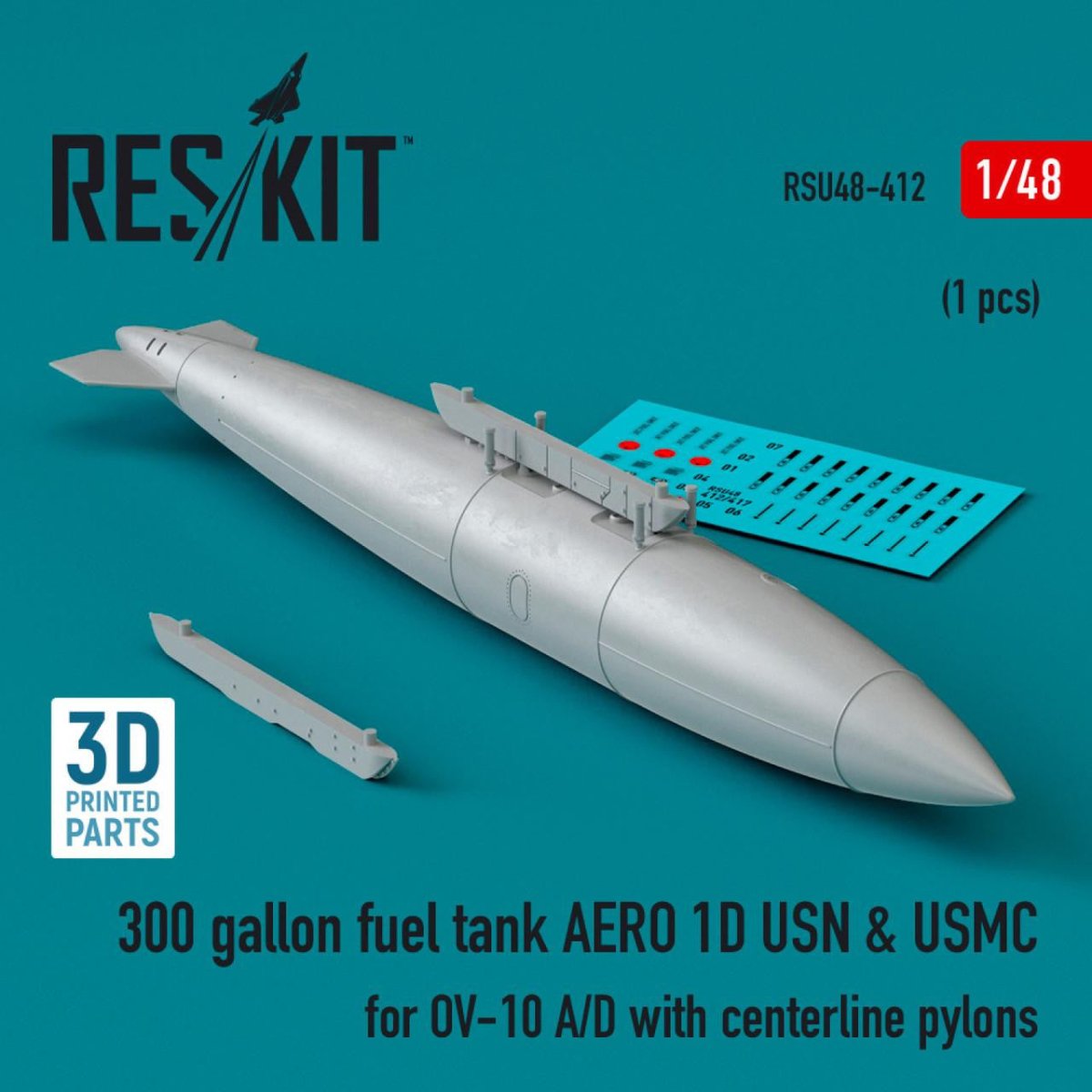 ResKit ResKit 1/48 300 gallon fuel tank AERO 1D USN & USMC for OV-10 A/D with centerline pylons (1 pcs) (1/48)