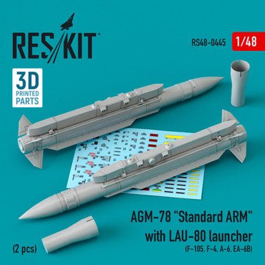 ResKit ResKit 1/48 AGM-78 Standard ARM with LAU-80 launcher (F-105,F-4,A-6,EA-6B) (2 pcs) (3D