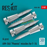 ResKit ResKit 1/48 AIM-54A Phoenix missiles for F-14 (4pcs) (3D Printed)