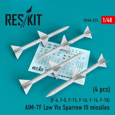 ResKit ResKit 1/48 AIM-7F Low Vis Sparrow III missiles (4pcs) (F-4 F-5 F-15 F-16 F-14 F-18) (1/48)
