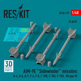 ResKit ResKit 1/48 AIM-9E Sidewinder missiles (4 pcs) (3D Printed) (1/48)