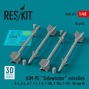 ResKit ResKit 1/48 AIM-9E Sidewinder missiles (4 pcs) (3D Printed) (1/48)