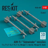 ResKit ResKit 1/48 AIM-9J Sidewinder missiles (4 pcs) (3D Printed) (1/48)