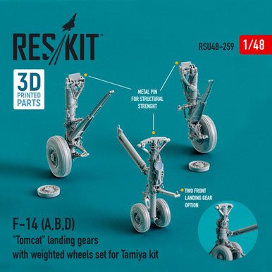 ResKit ResKit 1/48 F-14 (A,B,D) Tomcat landing gears with weighted wheels set for Tamiya kit (Resin & 3D Printing)