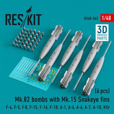 ResKit ResKit 1/48 Mk.82 bombs with Mk.15 Snakeye Fins (6pcs)