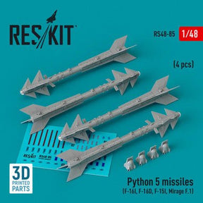 ResKit ResKit 1/48 Python 5 missiles (4 pcs) (F-16I, F-16D, F-15I, Mirage F.1) (3D Printed)