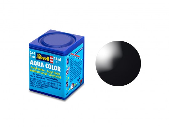Revell 36107 18ml Bottle Acrylic Aqua Color Paint - Black Gloss