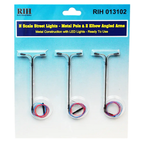 Rock Island Hobby Rock Island Hobby 13102 N Scale Street Light 2 Elbow Arms 3 Pack