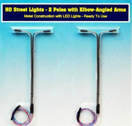 Rock Island Hobby Rock Island Hobby RIH-012100 HO Street Light w 2 vertical poles and 2 elbow arms 012100
