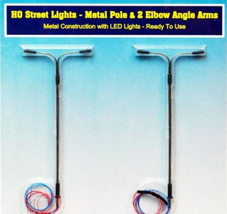 Rock Island Hobby Rock Island Hobby RIH-012102 HO Scale Street Lights w vertical pole and 2 elbow arms 012102