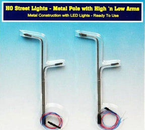 Rock Island Hobby Rock Island Hobby RIH-012103 HO Scale Street Lights 2 vertical poles w high and low arms 012103