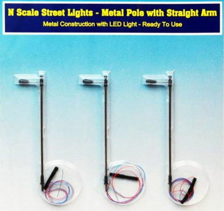 Rock Island Hobby Rock Island Hobby RIH-013101 N Scale Streetlights metal pole with straight arm 013101