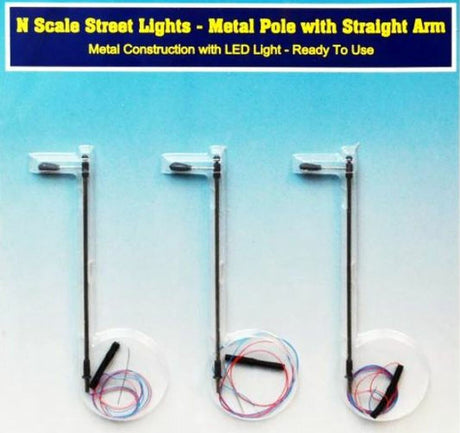 Rock Island Hobby Rock Island Hobby RIH-013101 N Scale Streetlights metal pole with straight arm 013101