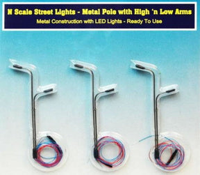 Rock Island Hobby Rock Island Hobby RIH-013103 N Scale Street Lights with 2 Vertical Poles and High and Low Lights 013103