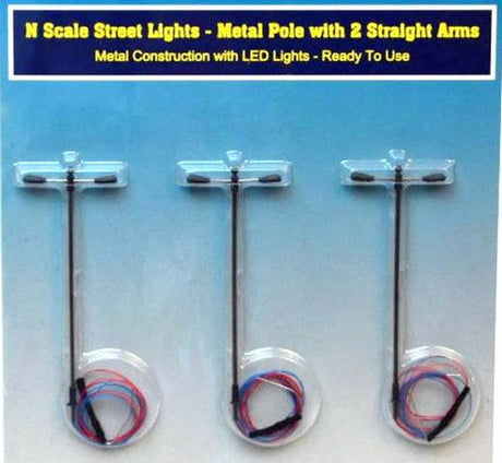 Rock Island Hobby Rock Island Hobby RIH-013104 N Scale Streetlights with single pole and 2 short straight arms 013104