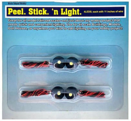 Rock Island Hobby Rock Island Hobby RIH5101 Peel Stick LED Light 4 Pieces 5101