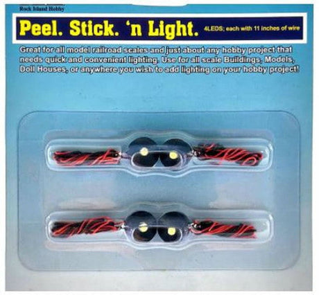 Rock Island Hobby Rock Island Hobby RIH5101 Peel Stick LED Light 4 Pieces 5101