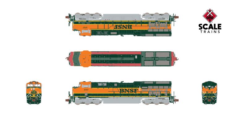 ScaleTrains ScaleTrains SXT40491 GE ET44C4, BNSF/Heritage I #3712 DCC & Sound HO Scale