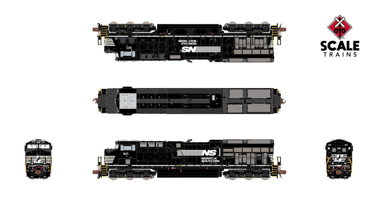 ScaleTrains ScaleTrains SXT40515 GE ET44AC NS Norfolk Southern/Thoroughbred #3629 DCC & Sound HO Scale