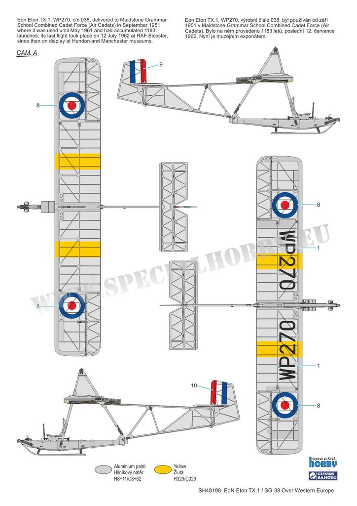 Special Hobby MODEL AIRCRAFT Special Hobby Aircraft 1/48 EoN Eton TX1/SG38 Trainer Glider over Western Europe (New Tool) Kit