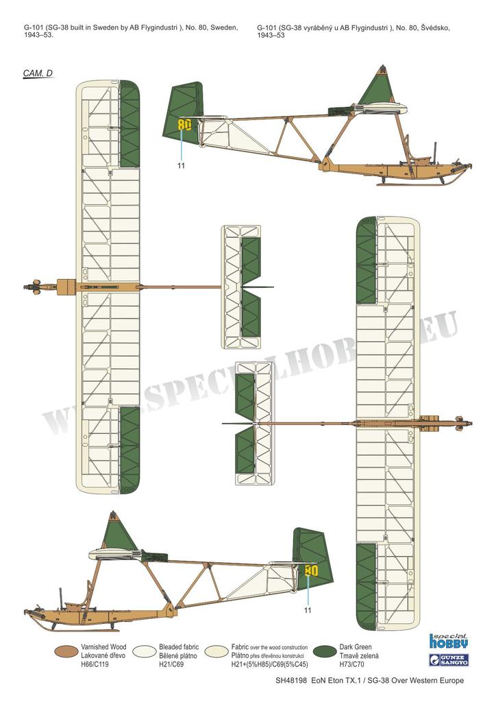 Special Hobby MODEL AIRCRAFT Special Hobby Aircraft 1/48 EoN Eton TX1/SG38 Trainer Glider over Western Europe (New Tool) Kit