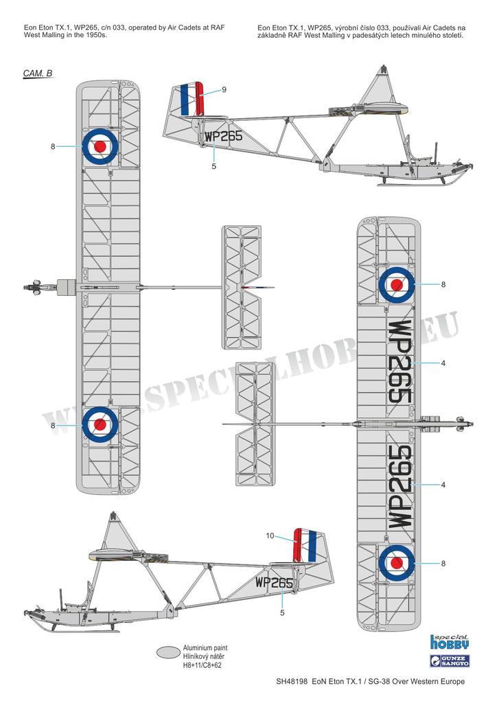 Special Hobby MODEL AIRCRAFT Special Hobby Aircraft 1/48 EoN Eton TX1/SG38 Trainer Glider over Western Europe (New Tool) Kit
