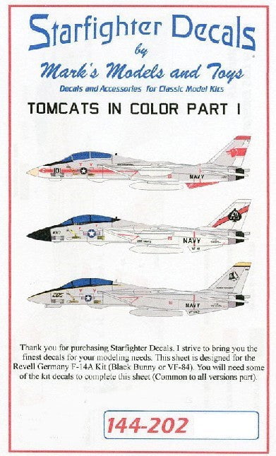 Starfighter Decals DECALS Starfighter Decals 1/144 Tomcats in Color Pt.1 for RVL