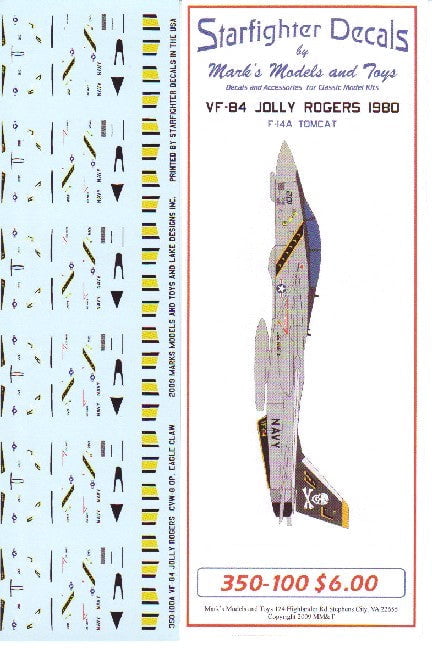 Starfighter Decals DECALS Starfighter Decals 1/350 F14A Tomcat VF84 Jolly Rogers 1980 for TSM