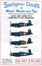 Starfighter Decals DECALS Starfighter Decals 1/72 Corsairs in the Reserves Bent Wing Birds Pt.2 & A Warbird