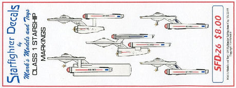 Starfighter Decals DECALS Starfighter Decals Star Trek: Class I Starship Markings for 5 Ships