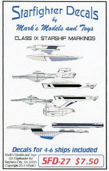 Starfighter Decals DECALS Starfighter Decals Star Trek: Class IX Starship Markings for 4 to 6 Ships