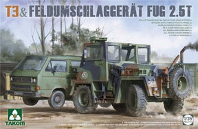 Takom MILITARY MODEL Takom 1/35 Bundeswehr T3 Transporter Truck & Feldumschlaggerat FUG 2.5-Ton Forklift Truck Kit