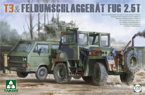 Takom MILITARY MODEL Takom 1/35 Bundeswehr T3 Transporter Truck & Feldumschlaggerat FUG 2.5-Ton Forklift Truck Kit
