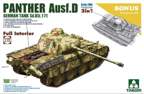 Takom MILITARY MODEL Takom 1/35 WWII Panther Ausf D Early/Mid Production SdKfz 171 Tank w/Full Interior (2 in 1) Kit